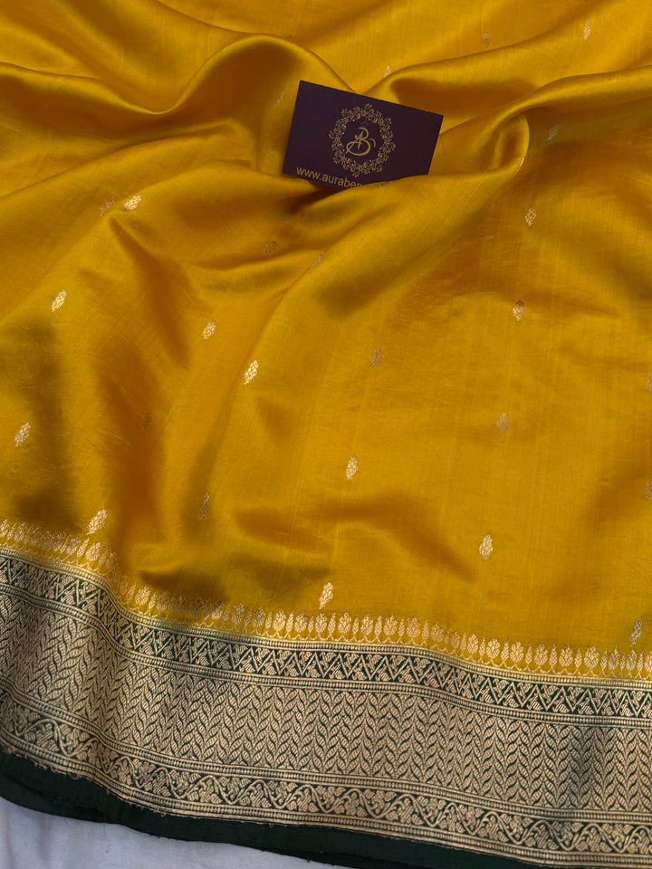 Mustard Yellow Pure Silk Handloom Banarasi Saree