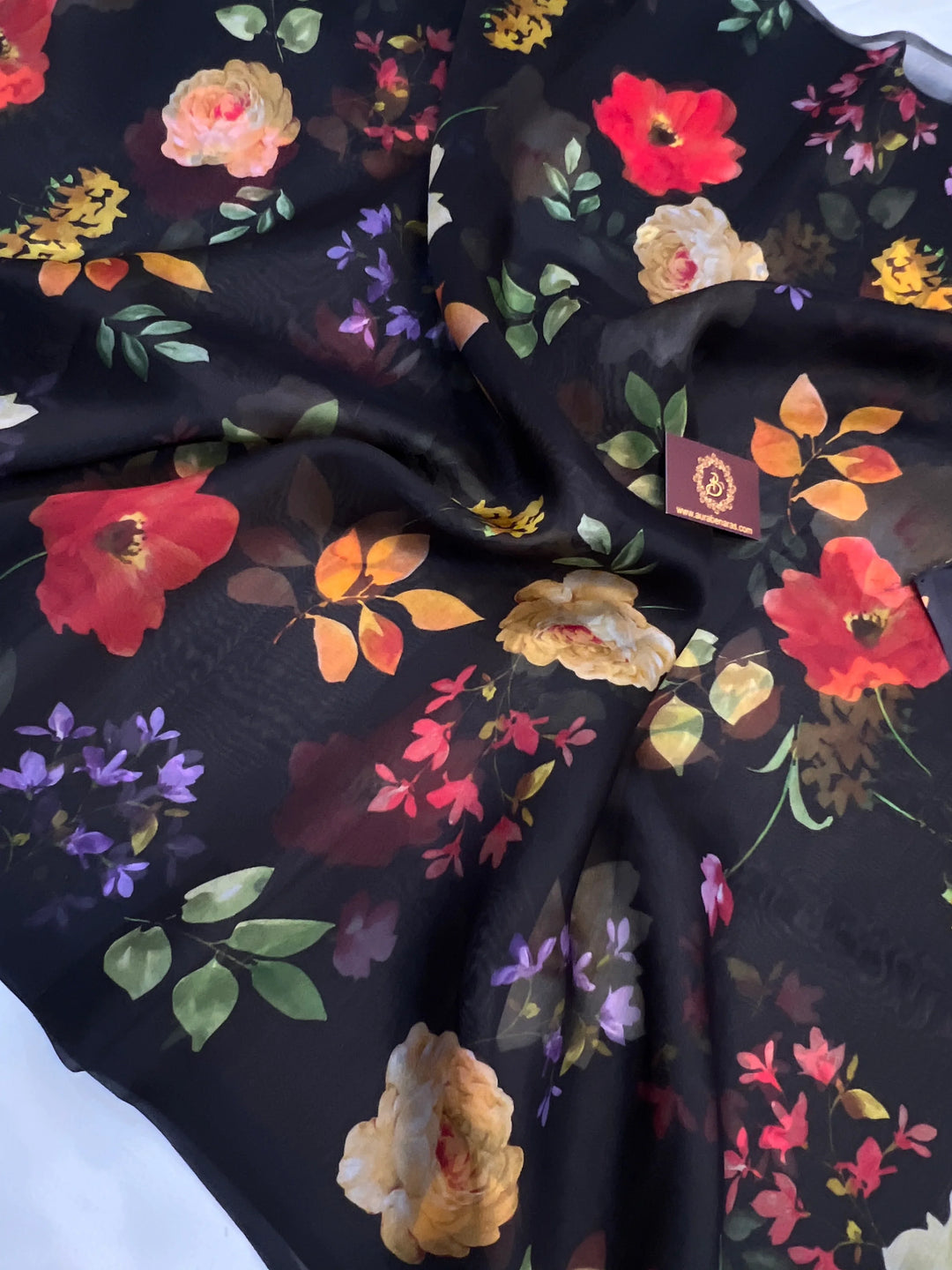 Black Banarasi Handloom Kora Silk Saree