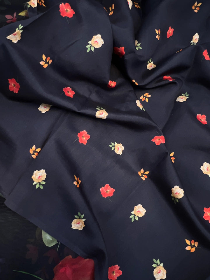 Black Banarasi Handloom Kora Silk Saree