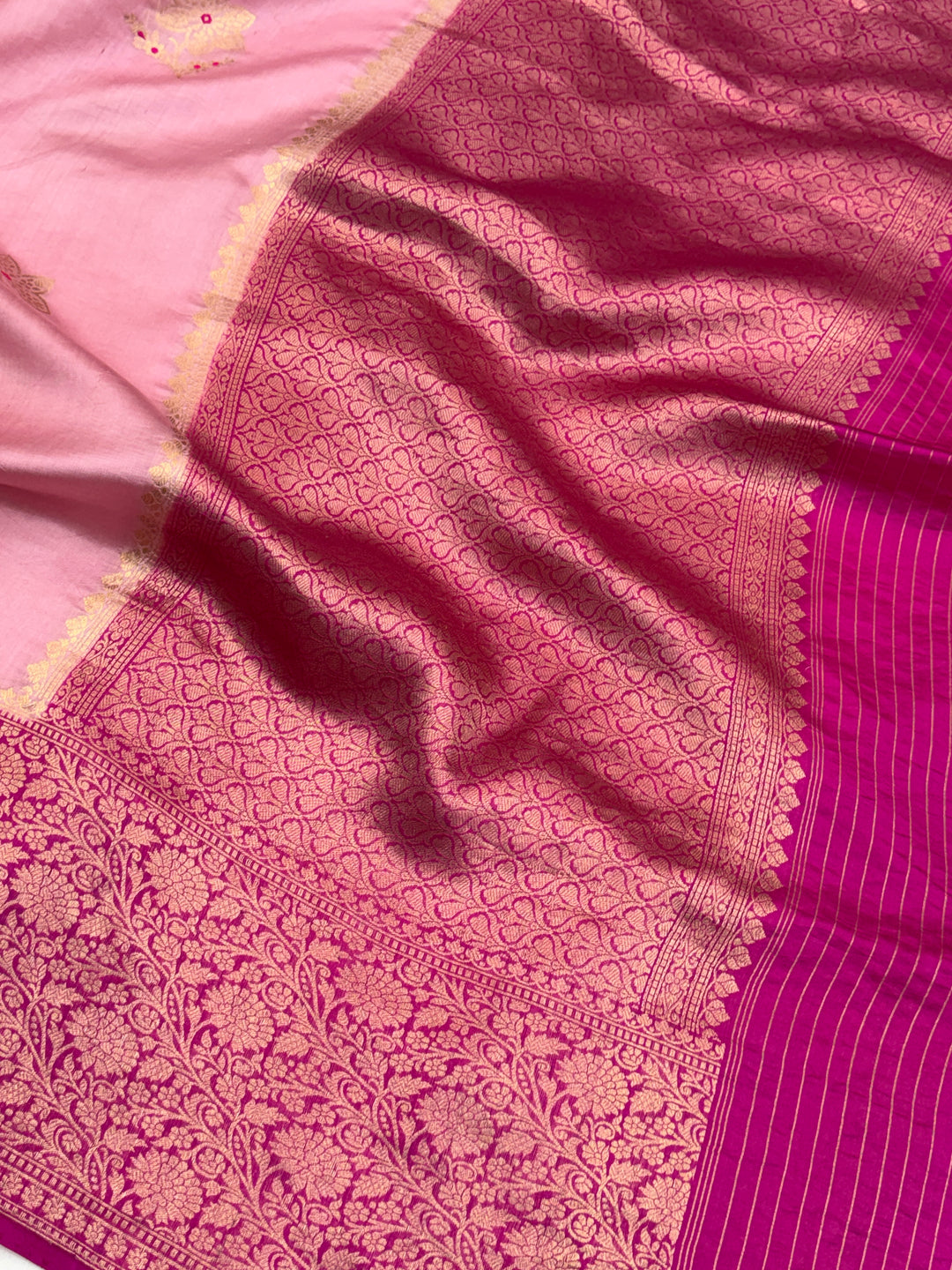 Blush Pink Pure Banarasi Handloom Silk Saree - Aura Benaras