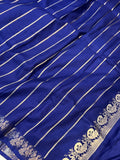 Navy Blue Banarasi Handloom Katan Satin Silk Saree - Aura Benaras