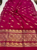 Maharani Pink Banarasi Handloom Katan Satin Silk Saree - Aura Benaras