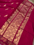 Maharani Pink Banarasi Handloom Katan Satin Silk Saree - Aura Benaras