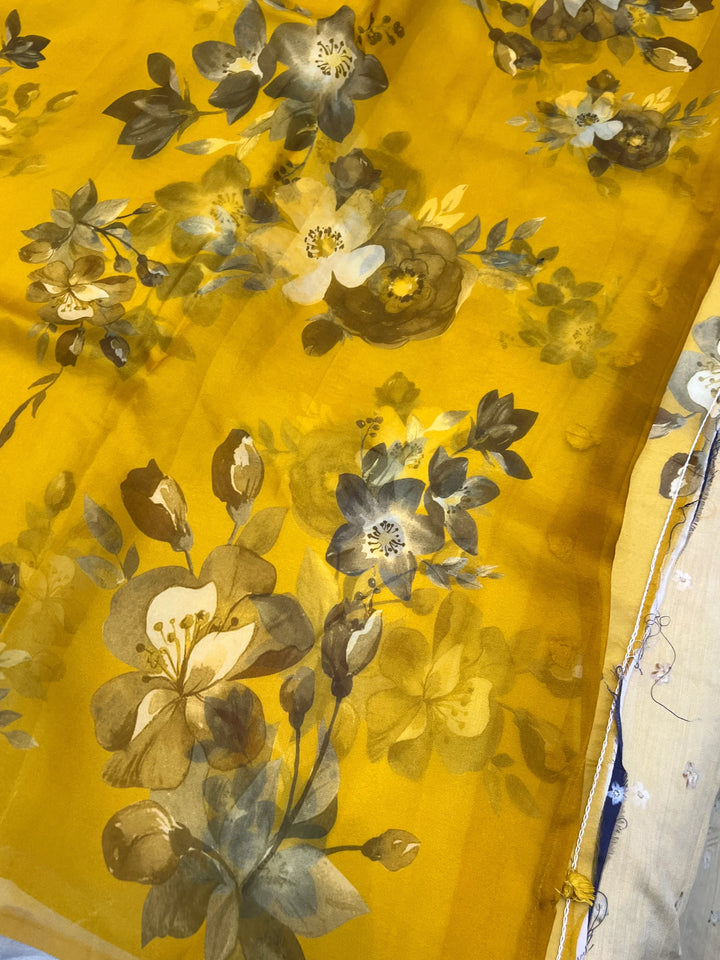 Yellow Banarasi Handloom Kora Silk Saree