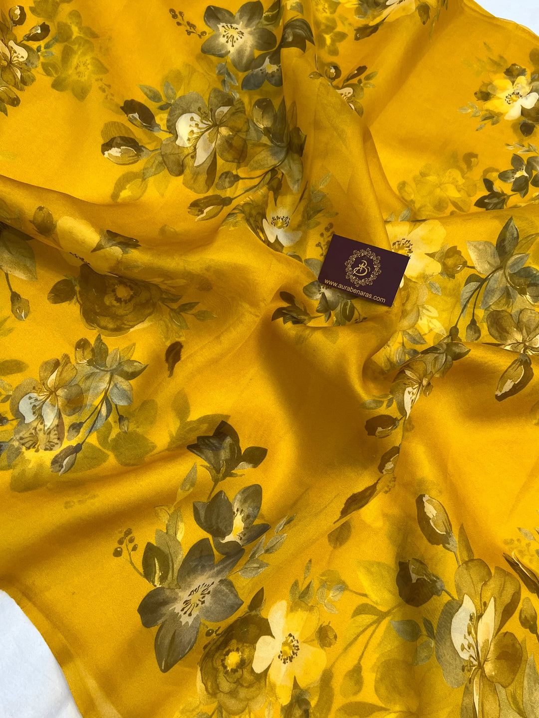 Yellow Banarasi Handloom Kora Silk Saree