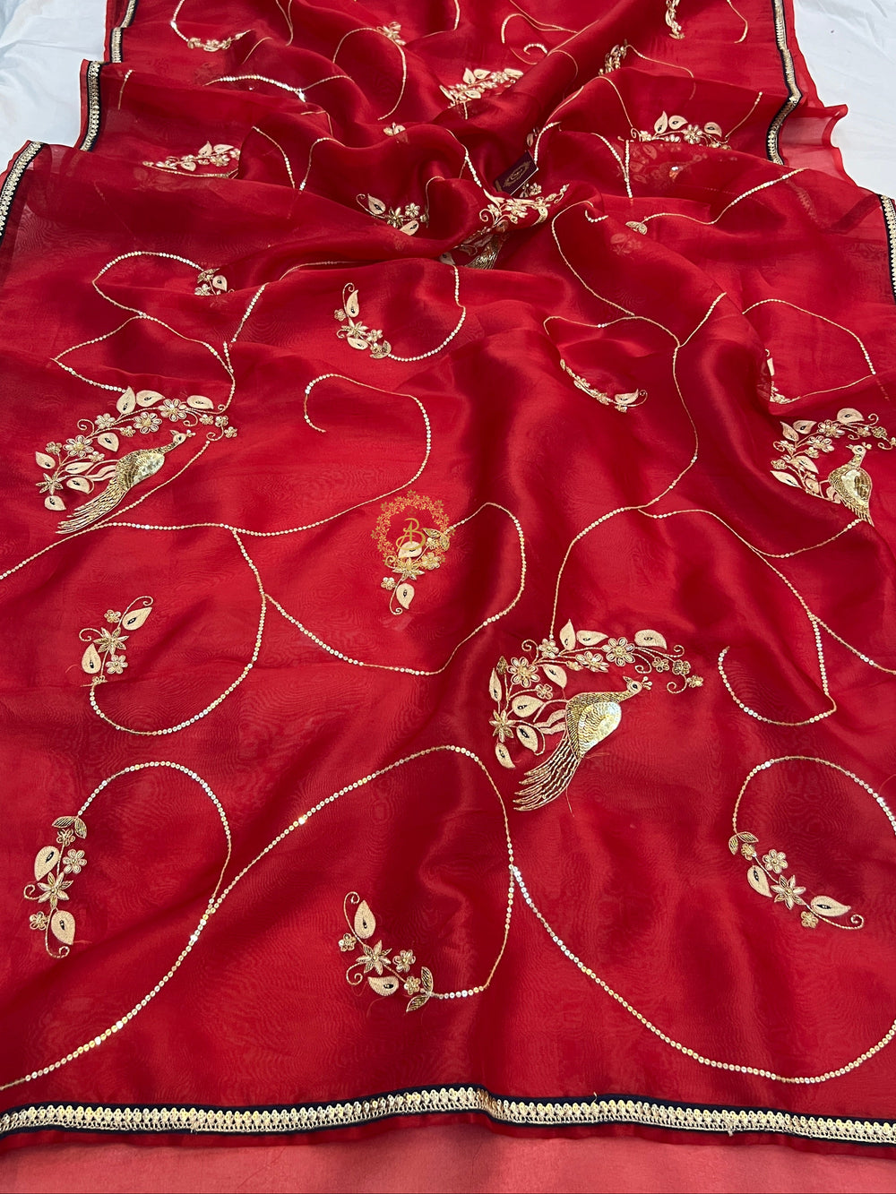 Pure Kora Silk Banarasi Saree with Hand Zardozi Jaal Work