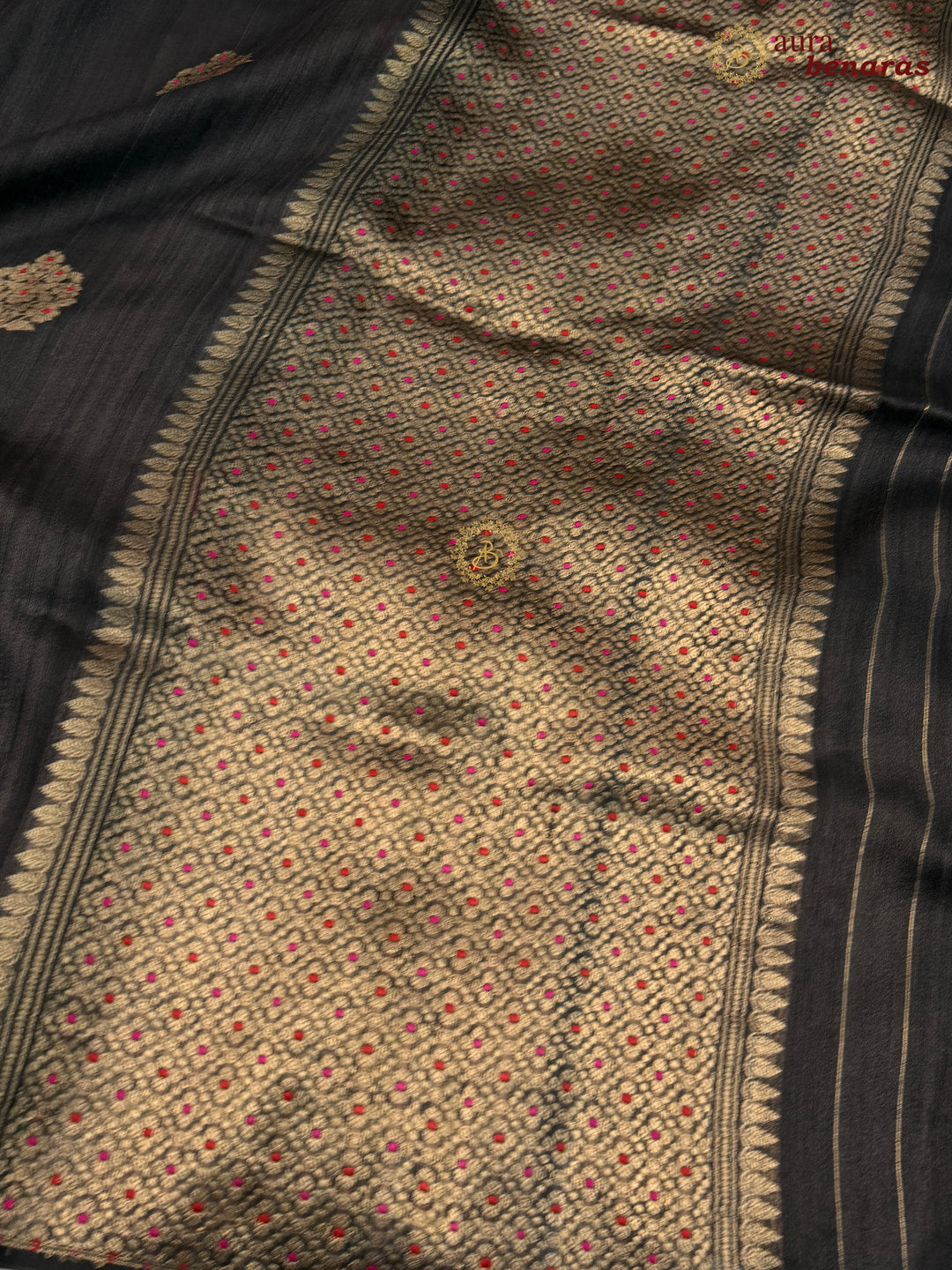 Black Tussar Silk Banarasi Saree with Kadhwa Meenakari