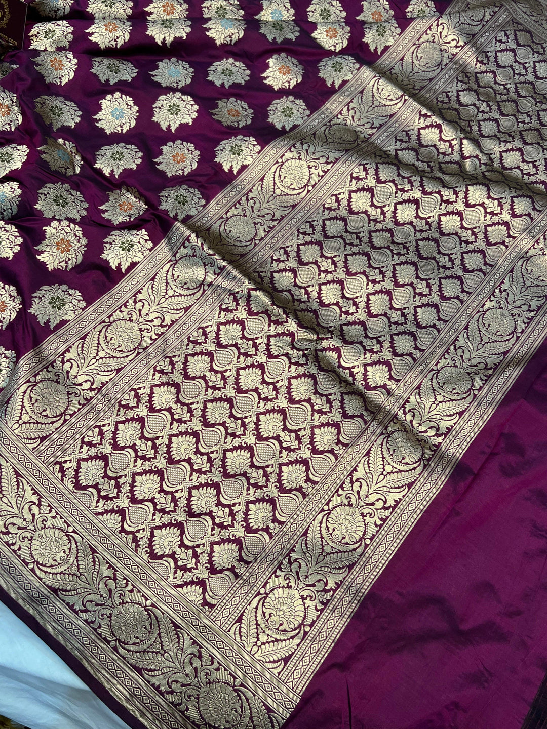 Wine Pure Banarasi Handloom Katan Silk Saree - Aura Benaras