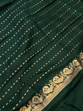 Bottle Green Pure Banarasi Handloom Katan Satin Silk Saree