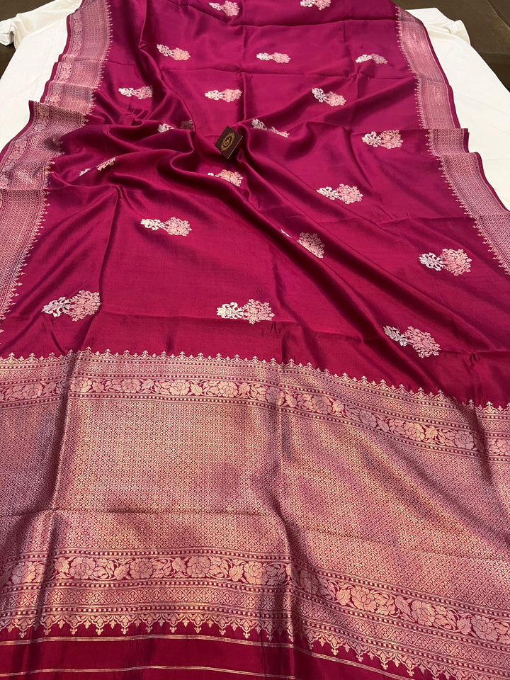 Hibiscus Pure Banarasi Handloom Silk Saree - Aura Benaras