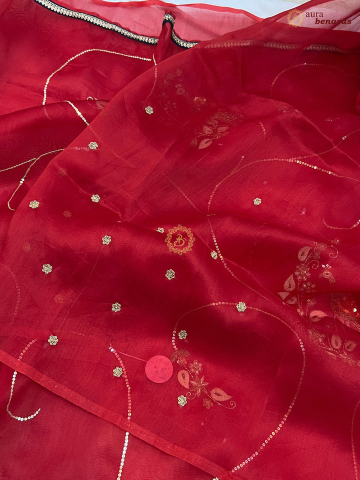 Pure Kora Silk Banarasi Saree with Hand Zardozi Jaal Work