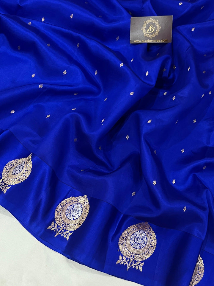 Royal Blue Pure Banarasi Handloom Silk Saree - Aura Benaras