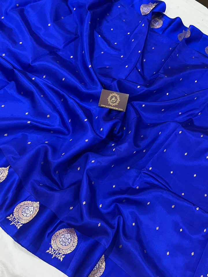 Royal Blue Pure Banarasi Handloom Silk Saree - Aura Benaras