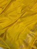 Yellow Banarasi Handloom Katan Satin Silk Saree - Aura Benaras