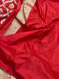 Red Pure Banarasi Handloom Katan Silk Saree - Aura Benaras
