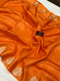 Pastel Orange Pure Banarasi Handloom Silk Saree - Aura Benaras