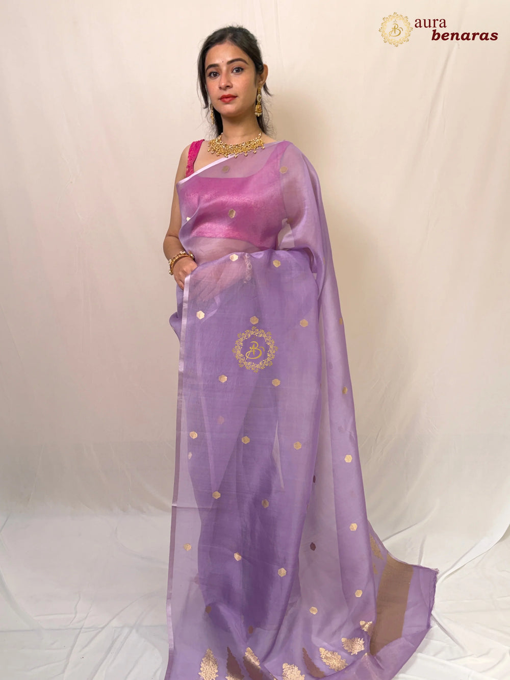  Pastel Lavender Kora Silk Banarasi Saree with Kadhwa Butis