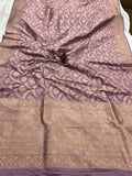 Dusty Lavender Pure Banarasi Handloom Katan Silk Saree - Aura Benaras