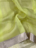 Neon Yellow Pure Banarasi Handloom Silk Saree - Aura Benaras