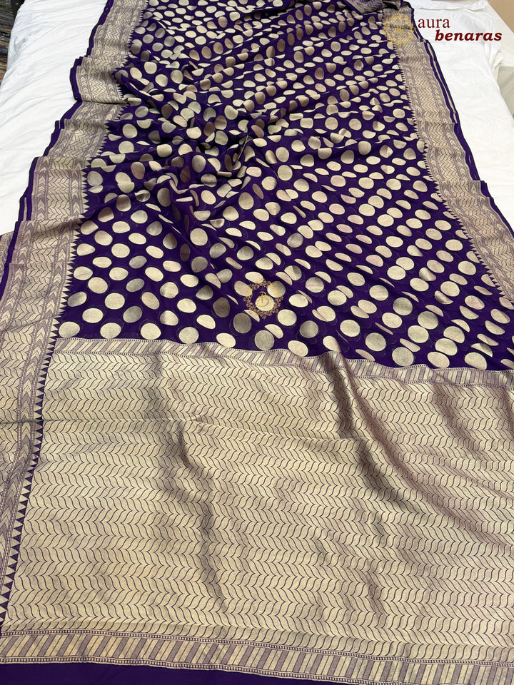 Purple Banarasi Silk Saree with Sona Rupa Zari