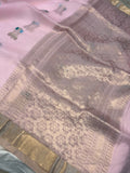 Baby Pink Pure Banarasi Handloom Silk Saree - Aura Benaras