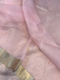 Baby Pink Pure Banarasi Handloom Silk Saree - Aura Benaras