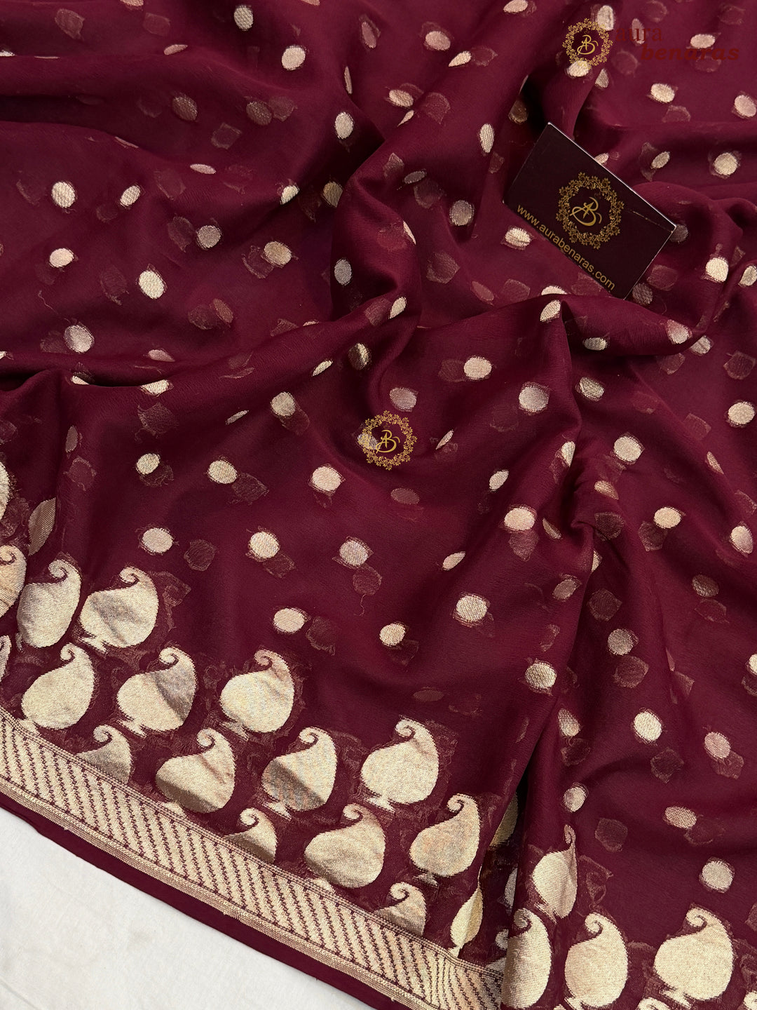 Deep Maroon Banarasi Silk Saree with Sona Rupa Zari