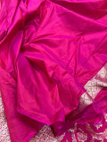 Rani Pink Pure Banarasi Handloom Katan Silk Saree - Aura Benaras