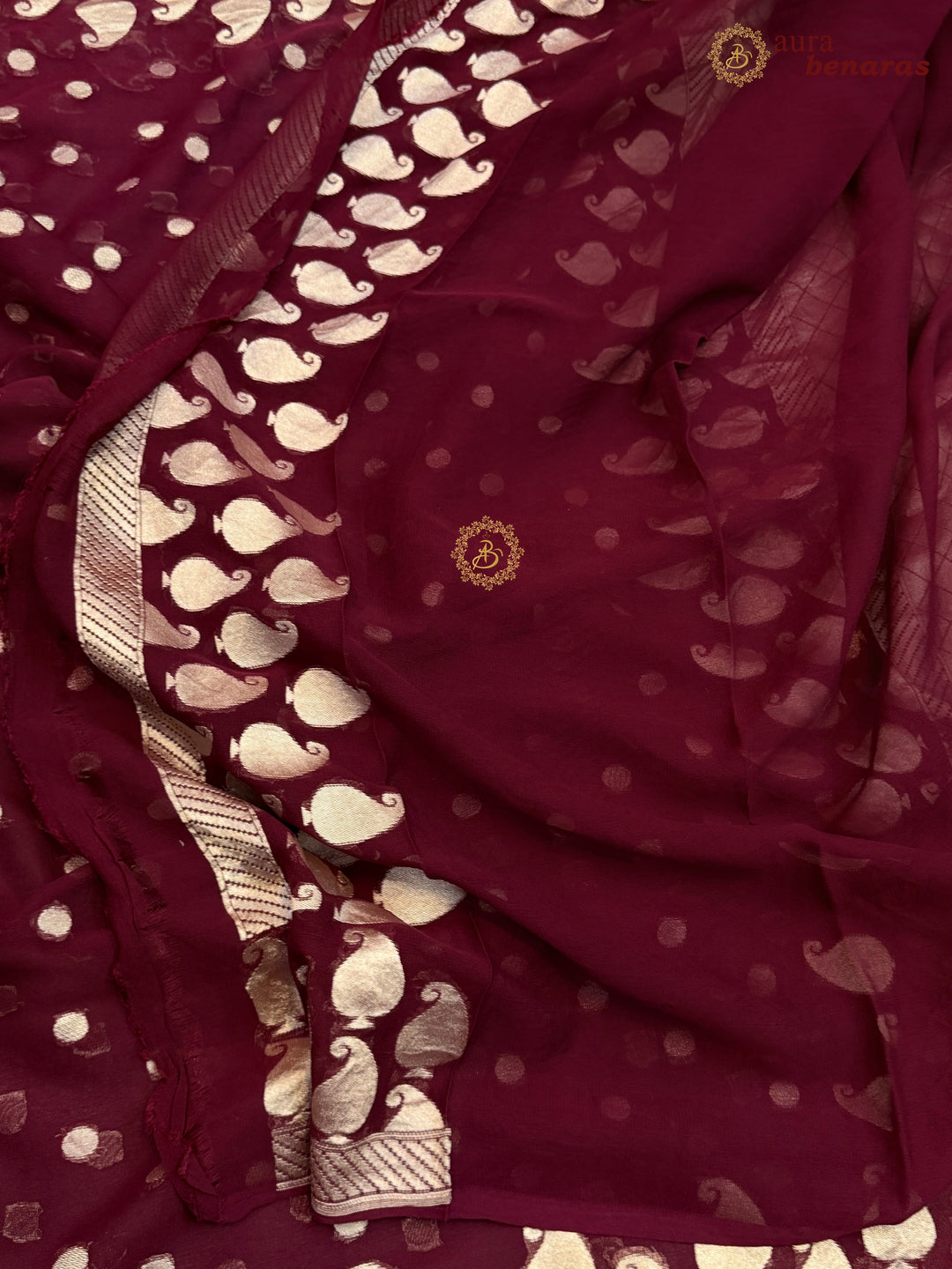 Deep Maroon Banarasi Silk Saree with Sona Rupa Zari