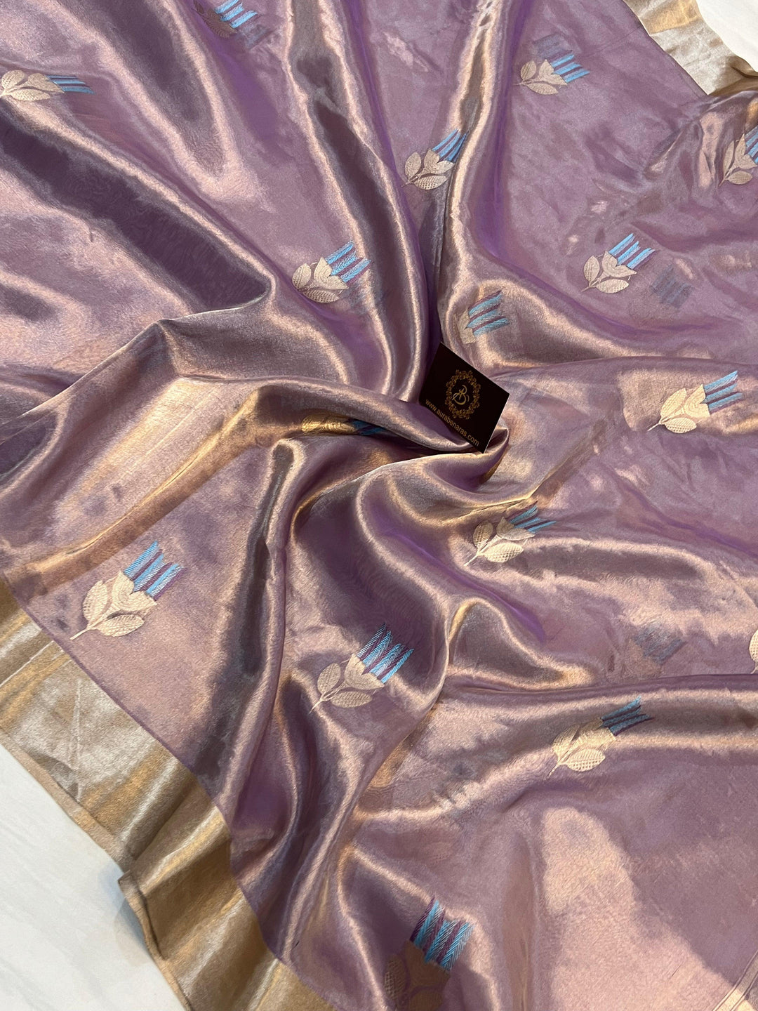 Lavender Pure Banarasi Handloom Tissue Silk Saree