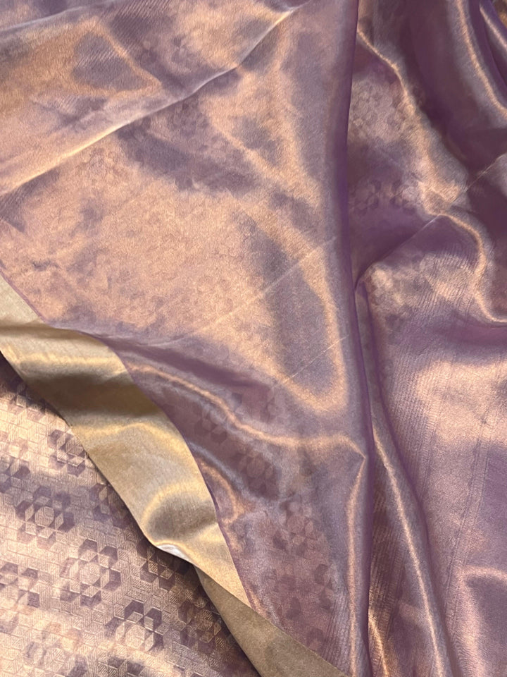 Lavender Pure Banarasi Handloom Tissue Silk Saree