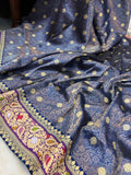 Royal Blue Pure Banarasi Handloom Katan Silk Saree - Aura Benaras