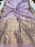 Pani Lavender Pure Banarasi Handloom Silk Saree - Aura Benaras