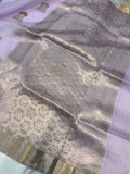 Pani Lavender Pure Banarasi Handloom Silk Saree - Aura Benaras