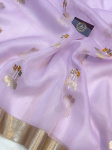 Pani Lavender Pure Banarasi Handloom Silk Saree - Aura Benaras