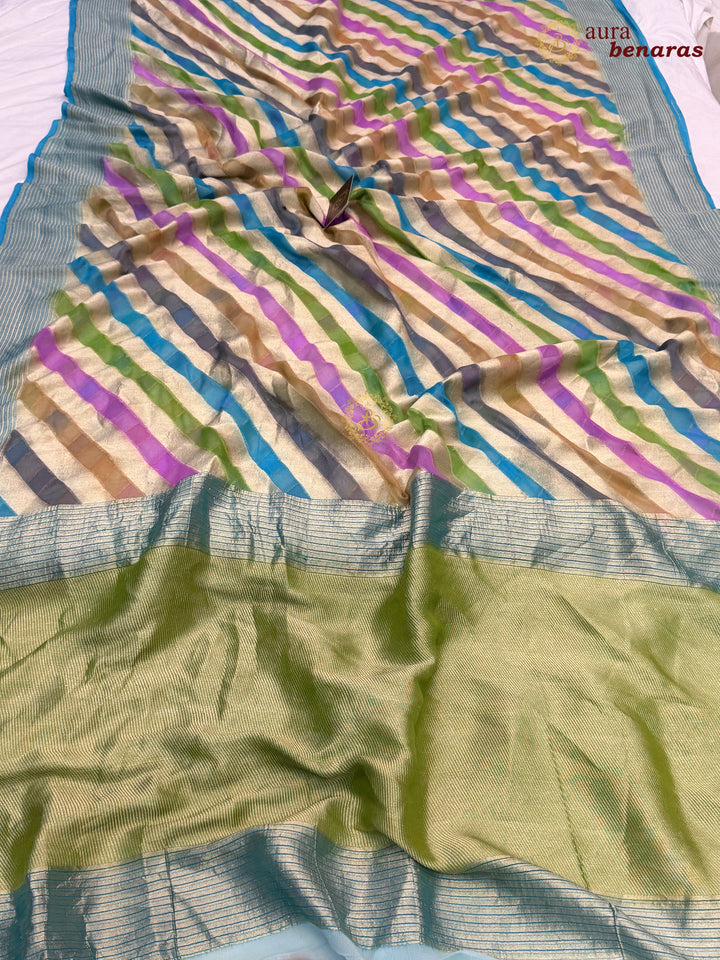 Blue Pure Khaddi Georgette Banarasi Saree with Rangkaat Work