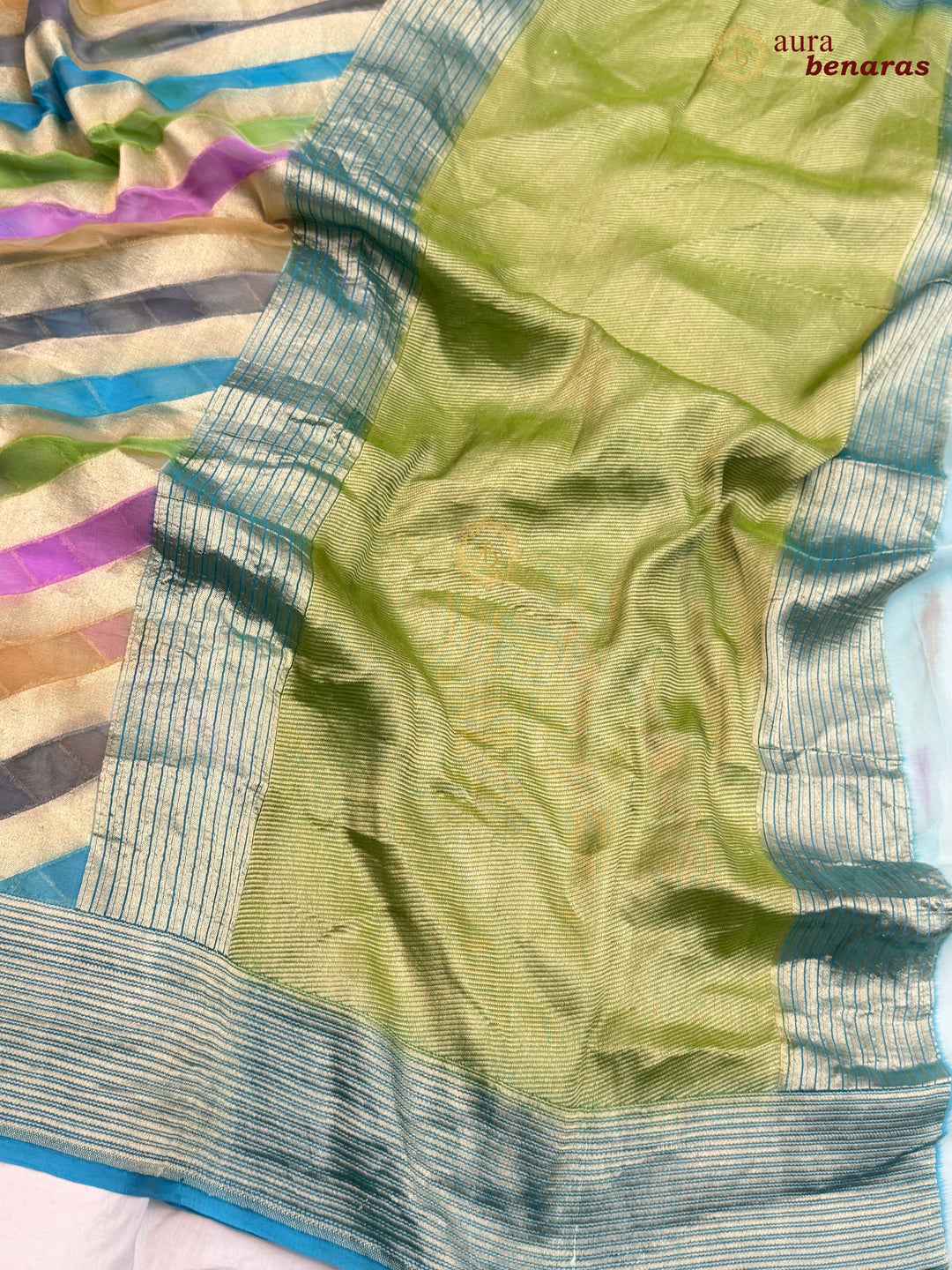 Blue Pure Khaddi Georgette Banarasi Saree with Rangkaat Work