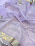 Pani Lavender Pure Banarasi Handloom Silk Saree - Aura Benaras