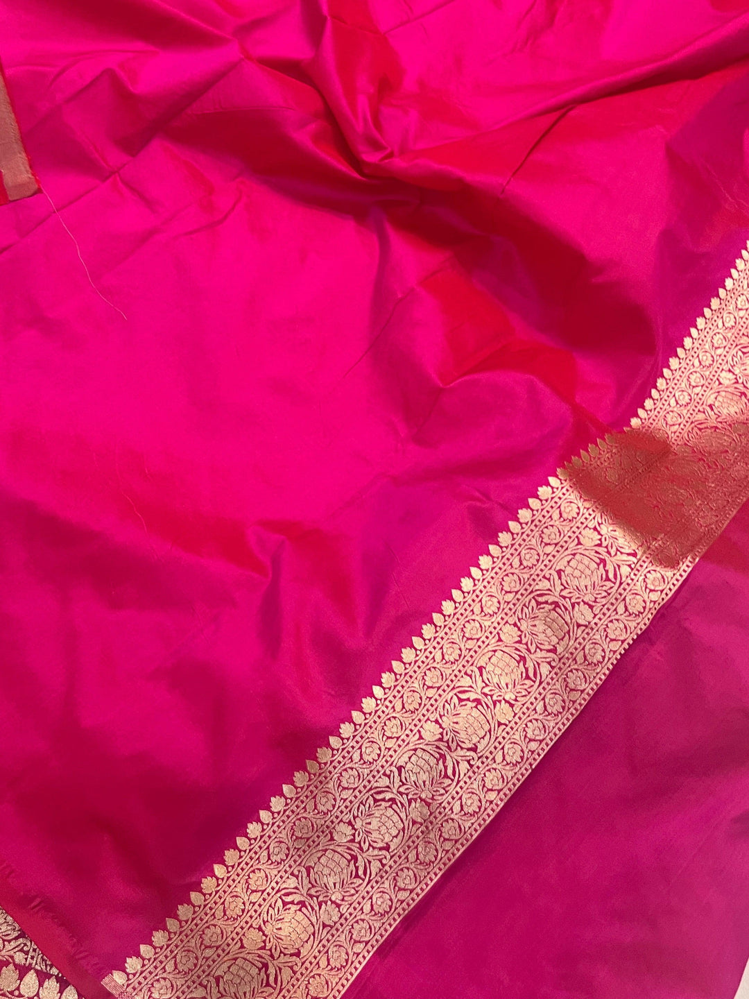 Rani Pink Banarasi Handloom Katan Silk Saree - Aura Benaras