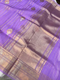 Lavender Pure Banarasi Handloom Kora Silk Saree - Aura Benaras