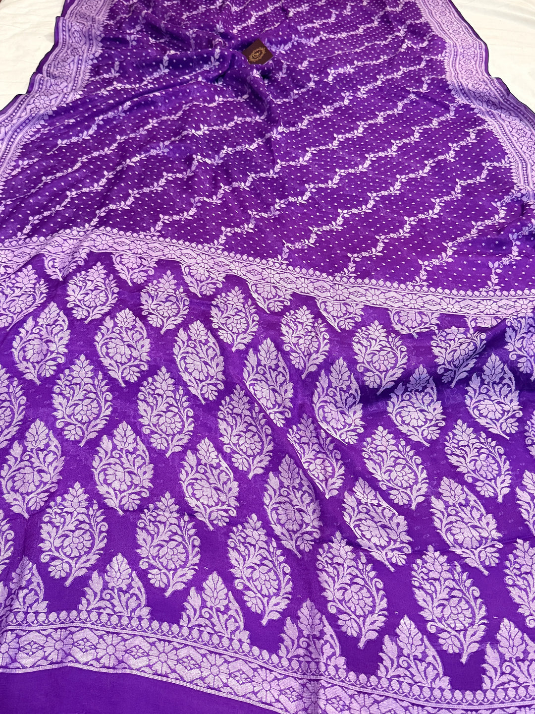 Purple Pure Banarasi Khaddi Chiffon Saree