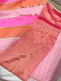 Baby Pink Banarasi Handloom Kora Silk Saree - Aura Benaras