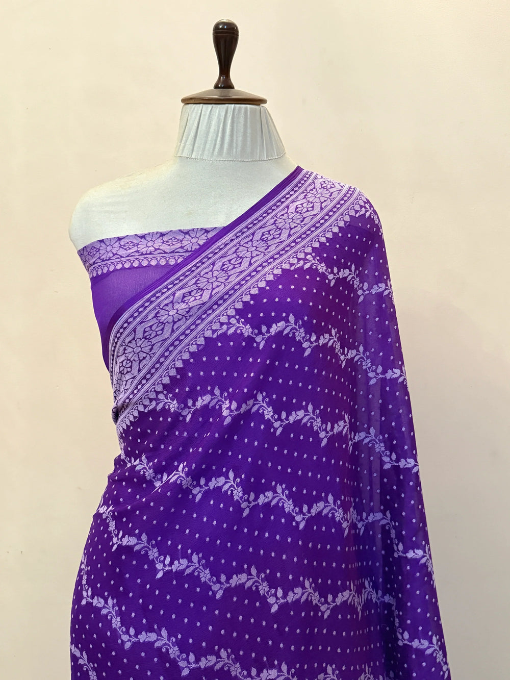 Purple Pure Banarasi Khaddi Chiffon Saree