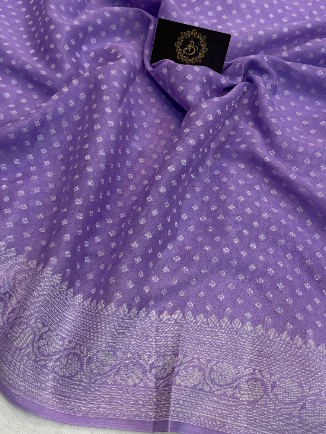 Lavender Banarasi Khaddi Chiffon Saree