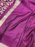 Brinjal Pure Banarasi Handloom Katan Silk Saree - Aura Benaras
