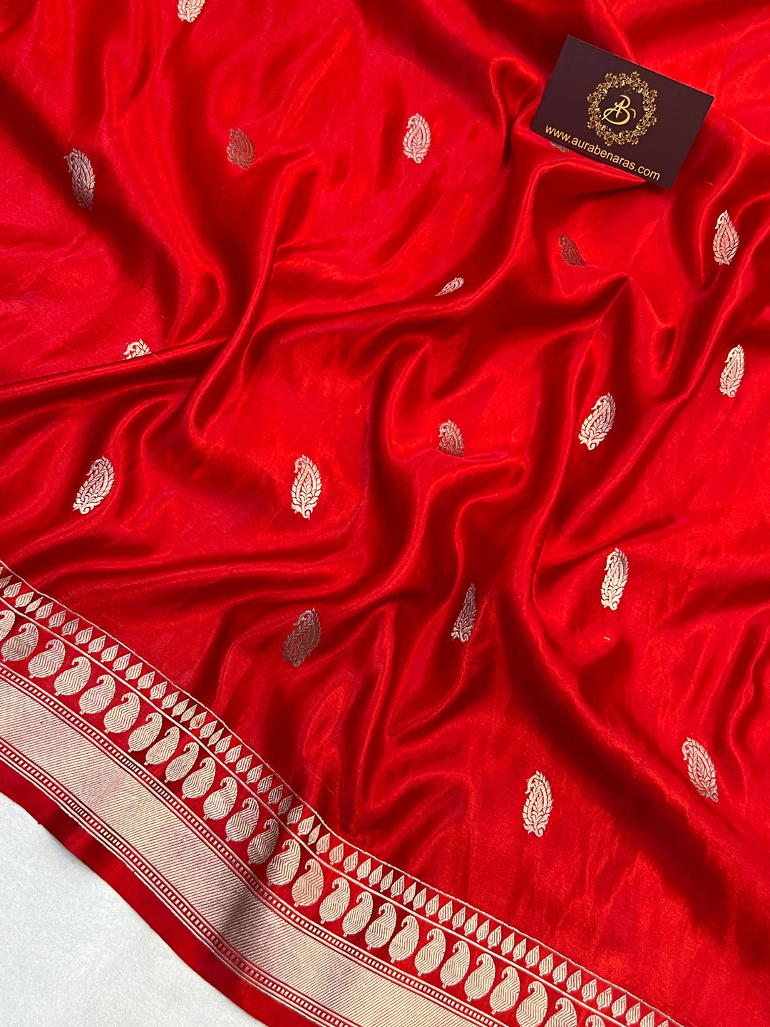 Red Pure Mashru Silk Handloom Banarasi Saree