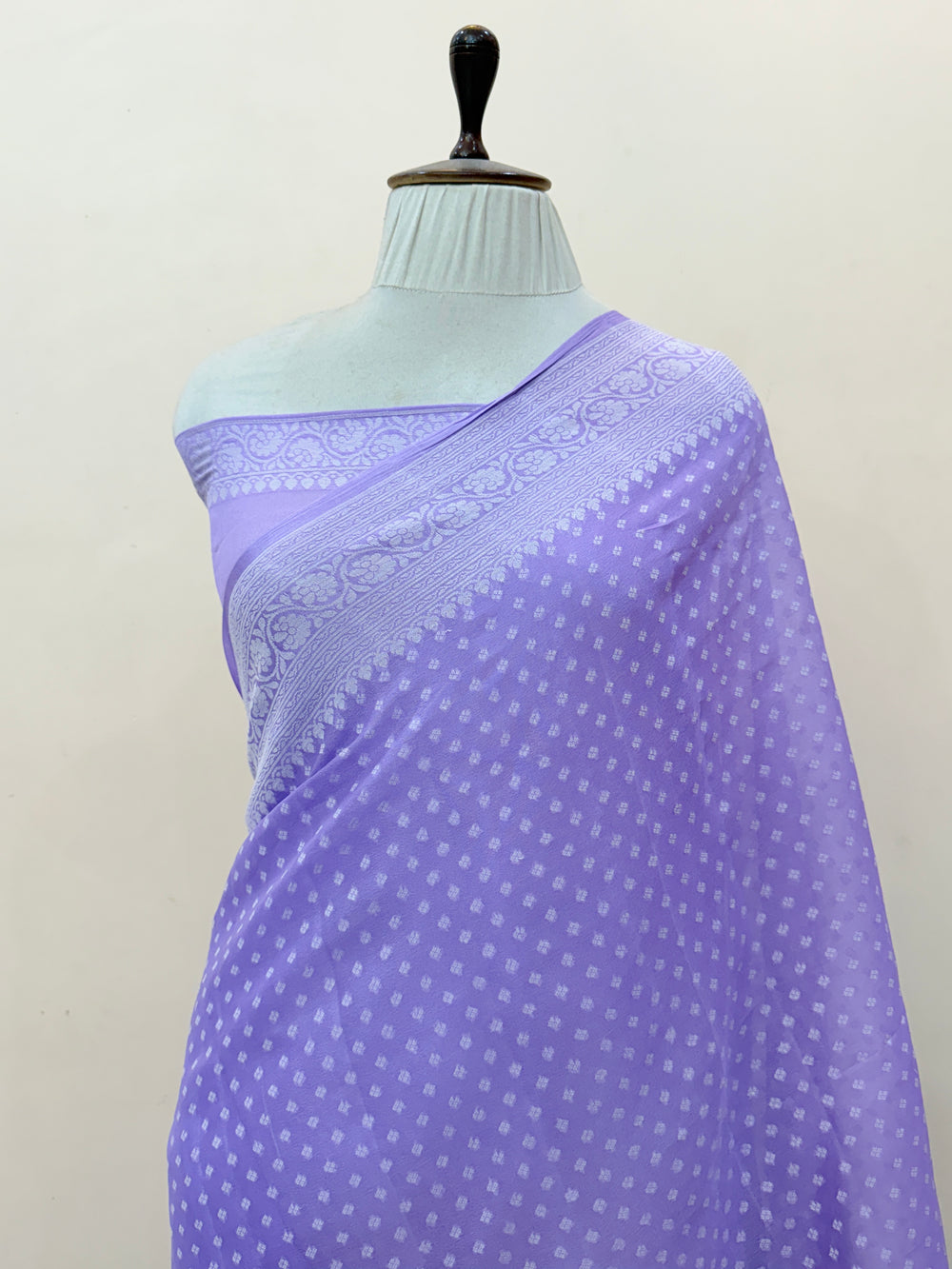 Lavender Banarasi Khaddi Chiffon Saree
