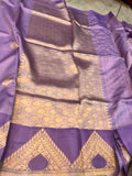 Lavender Pure Banarasi Handloom Silk Saree - Aura Benaras