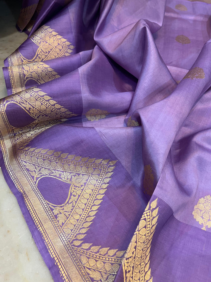 Lavender Pure Banarasi Handloom Silk Saree - Aura Benaras