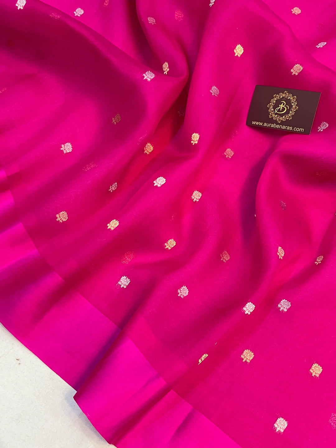 Rani Pure Kora Silk Handloom Banarasi Saree with Kadhwa Buti & Mashru Border